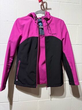 Reebok Black and Pink Women's Hooded Jacket